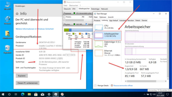 Windows 10 32 Bit RAM Sperre entfernen